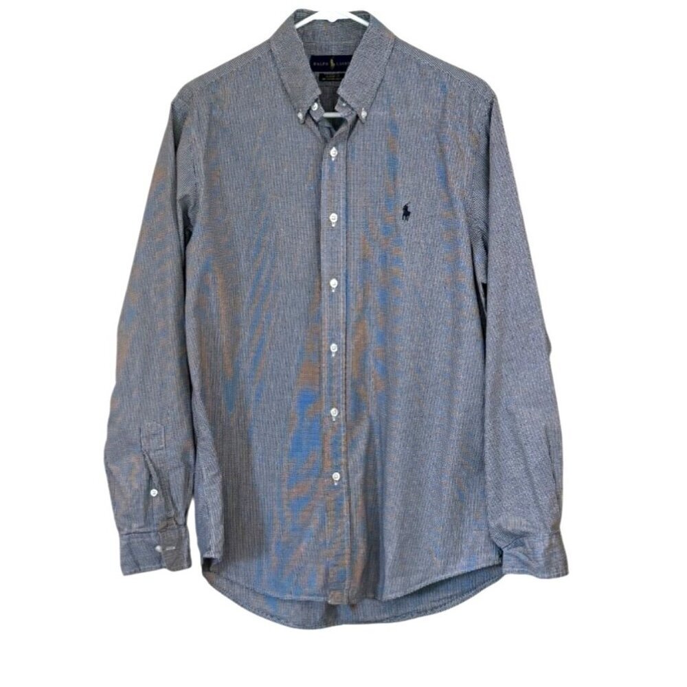 Ralph Lauren Men's Long Sleeve Checked Shirt Navy Size Medium